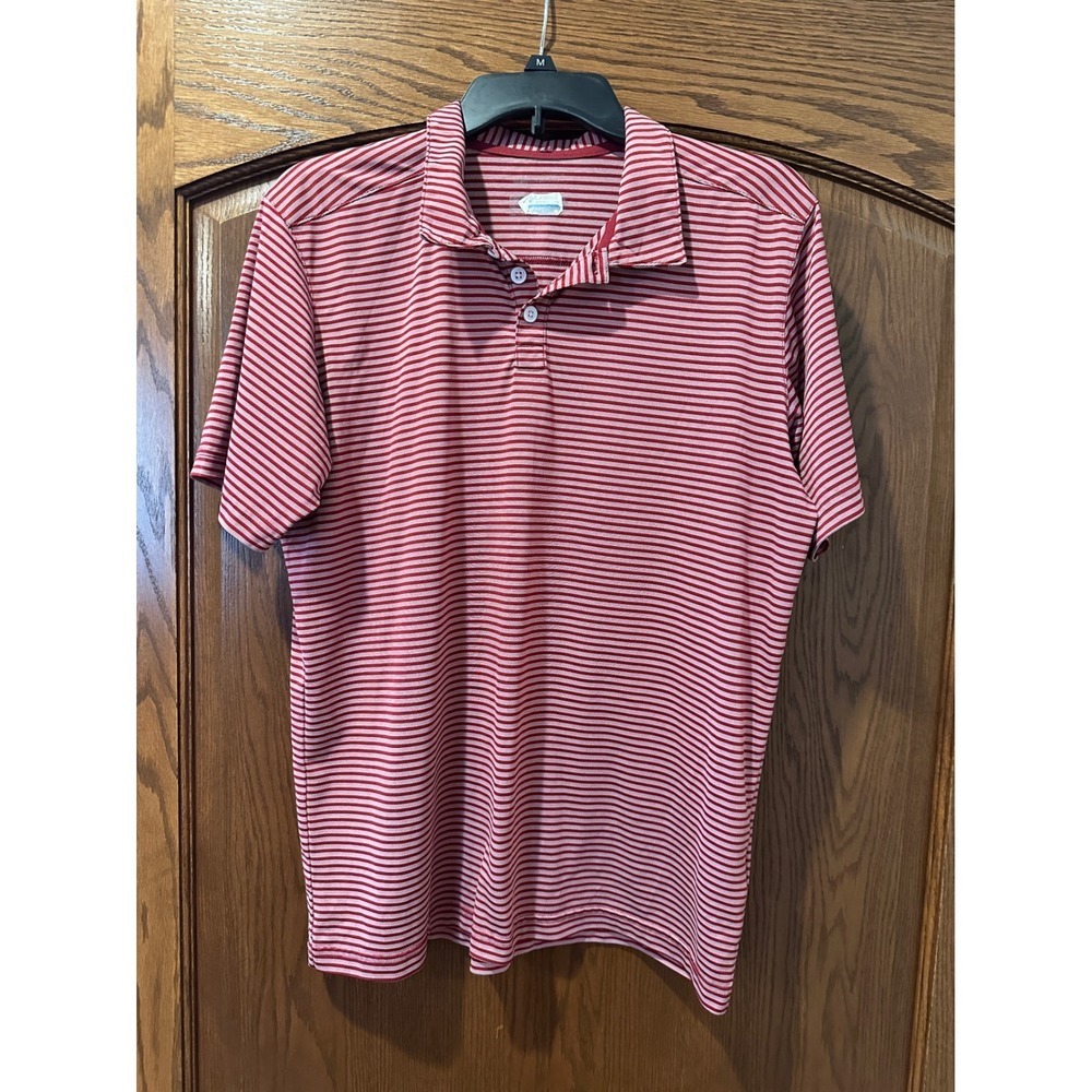 Men's Columbia red‎ and white striped polo